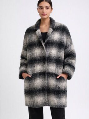 Volcom Fuzzy Wool Plaid Pea Coat Jacket